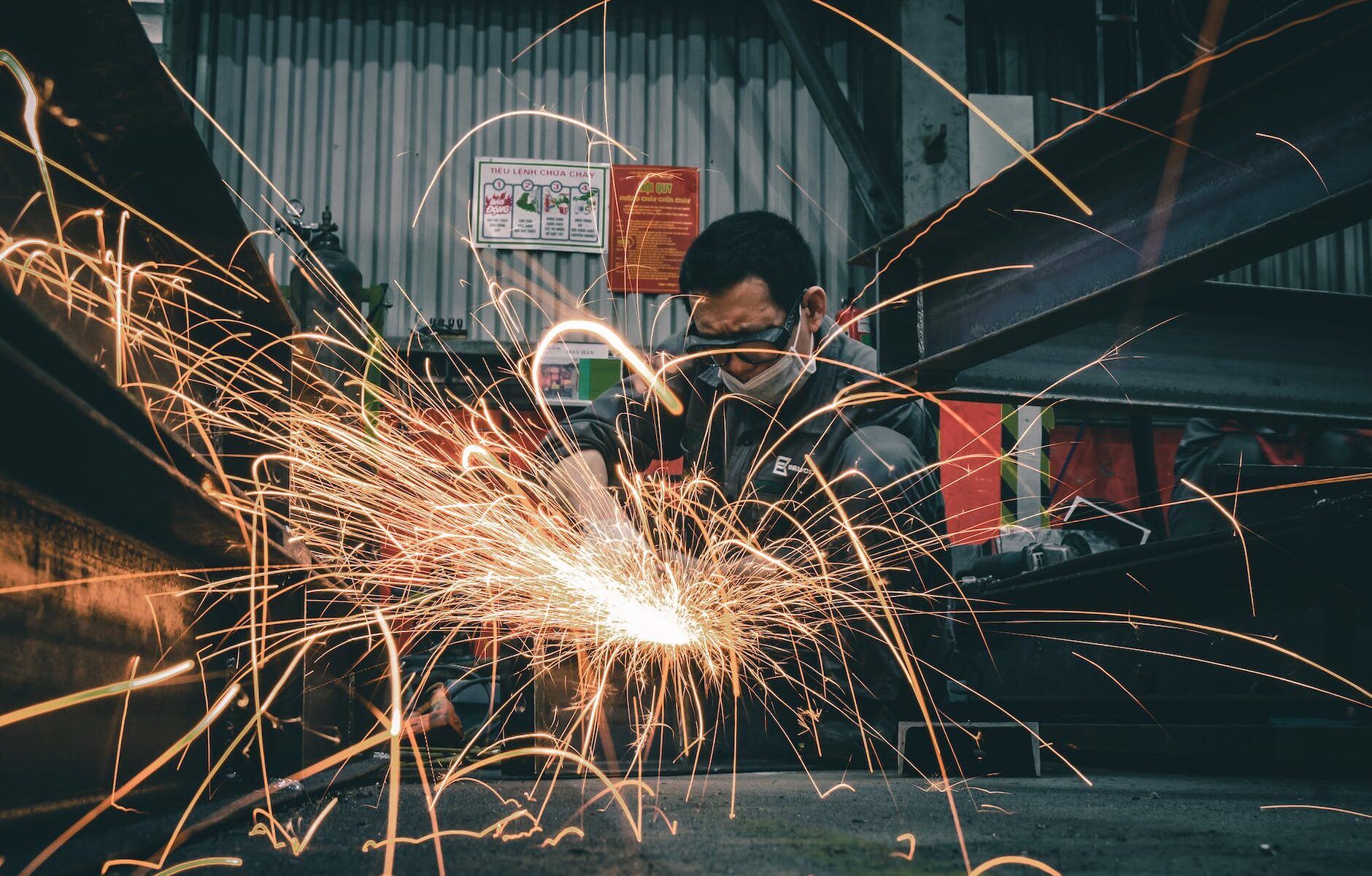 sparks while welding